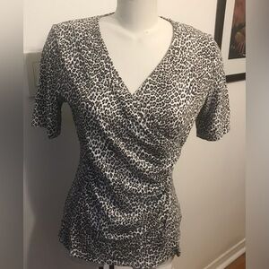 Talbots Cross Body Animal Print Top - Size MP